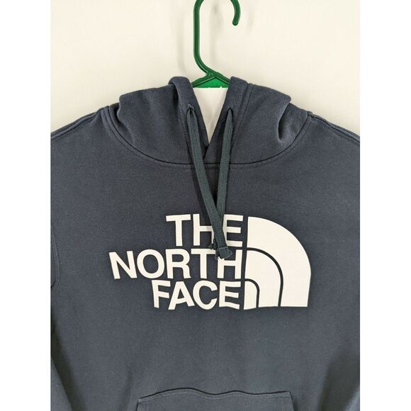Men's North Face Navy Blue Spell Out Logo Hooded Sweatshirt, Large - Picture 2 of 5